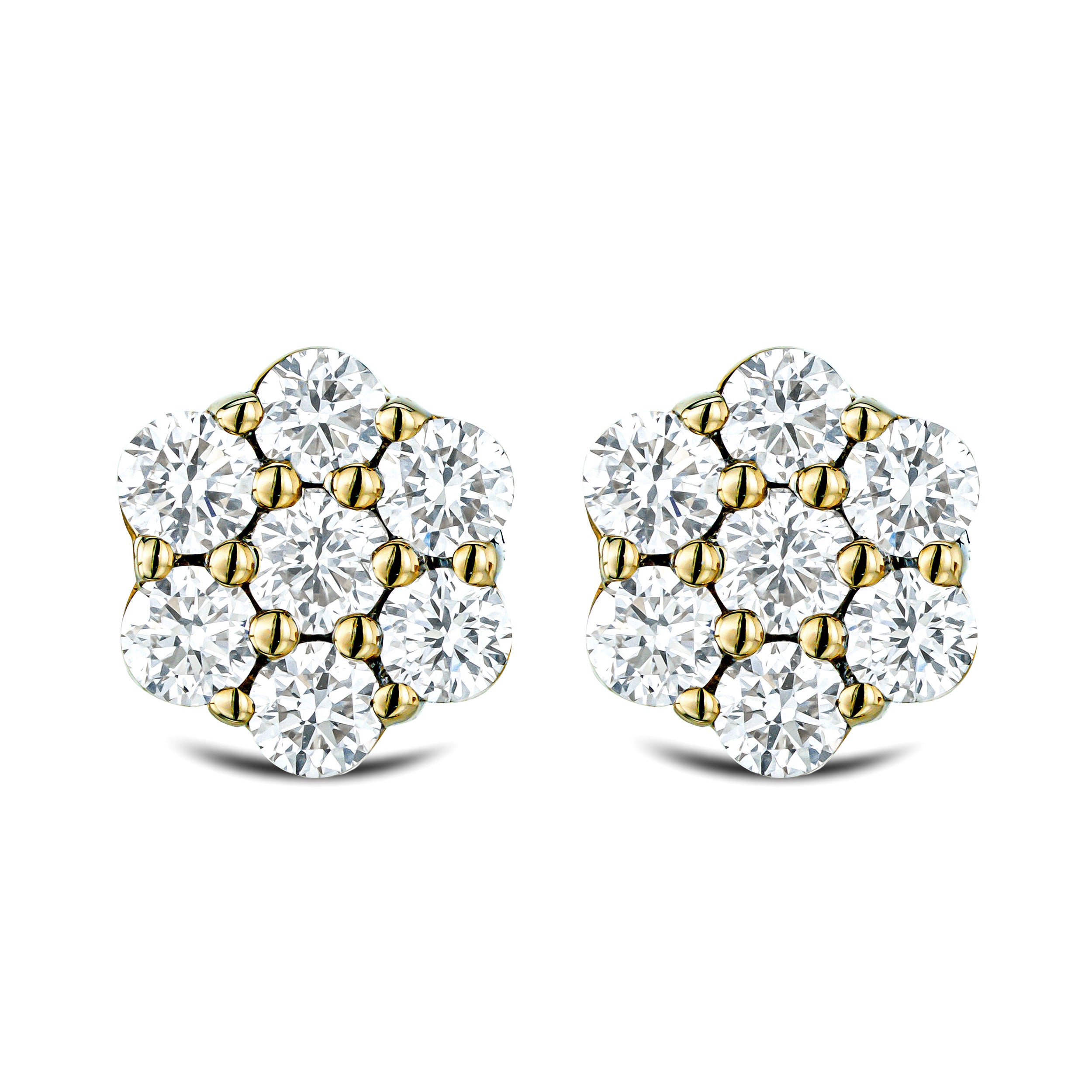 0.50ct Lab Diamond Cluster Earrings in 9K Yellow gold and H/SI Quality